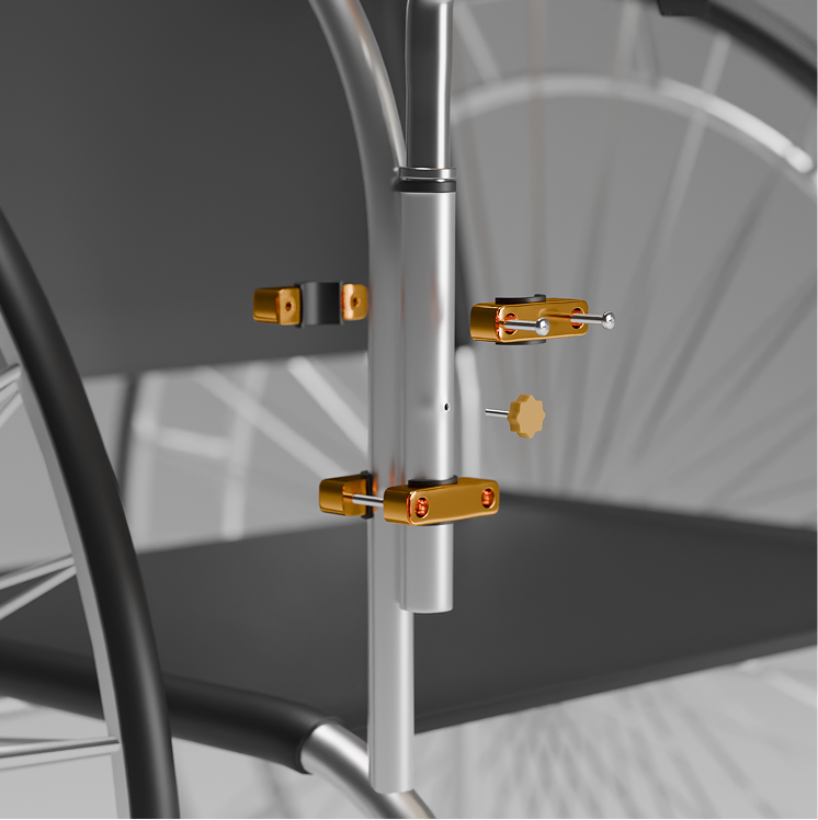 Render do assento infantil para cadeirantes, vista 2