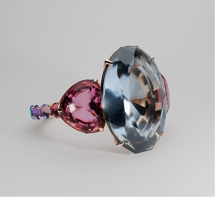 Render 3D de joia, peça 9