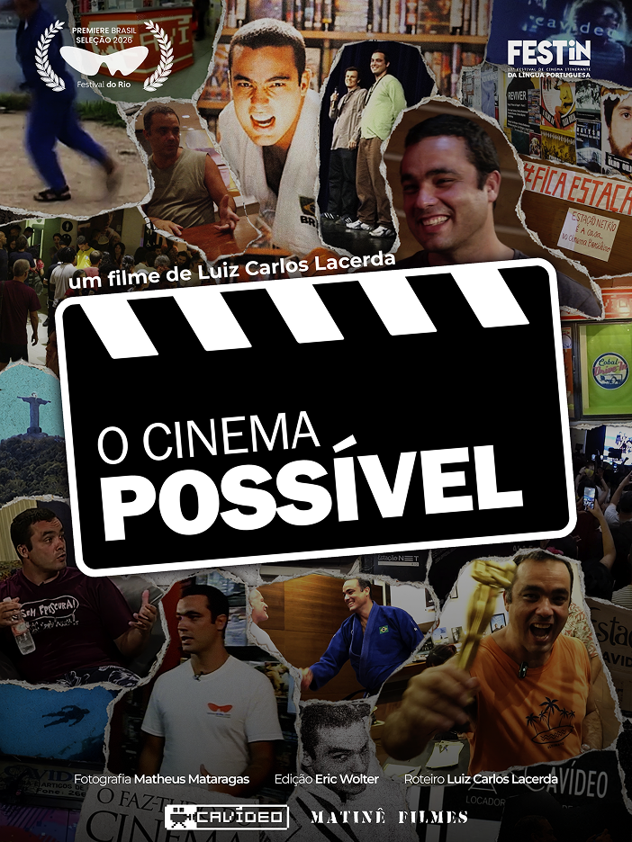 Cartaz do longa-metragem O Cinema Possível (2026) com os selos de seleção em festivais
